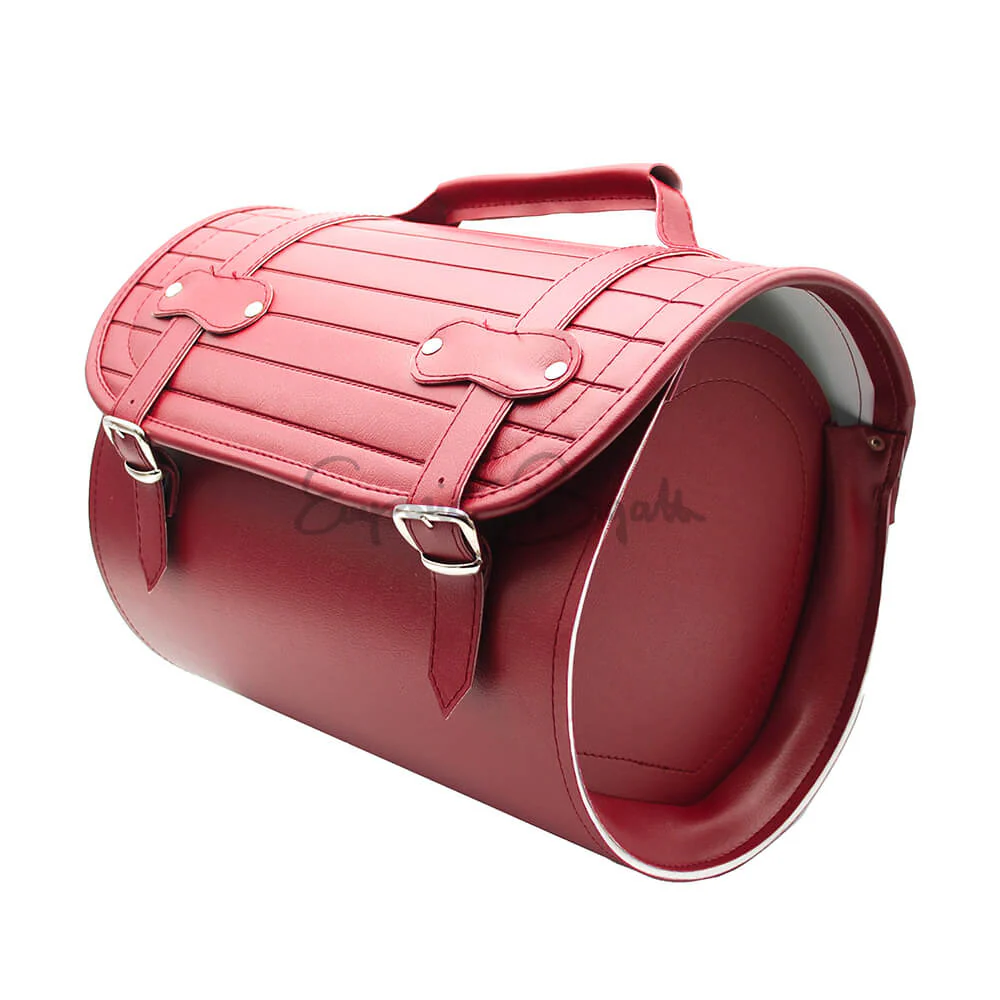 Borsa Valigia cilindrica  bordeaux rivestita in scay cannellato per portapacchi | Fiat 500 N D F L R |