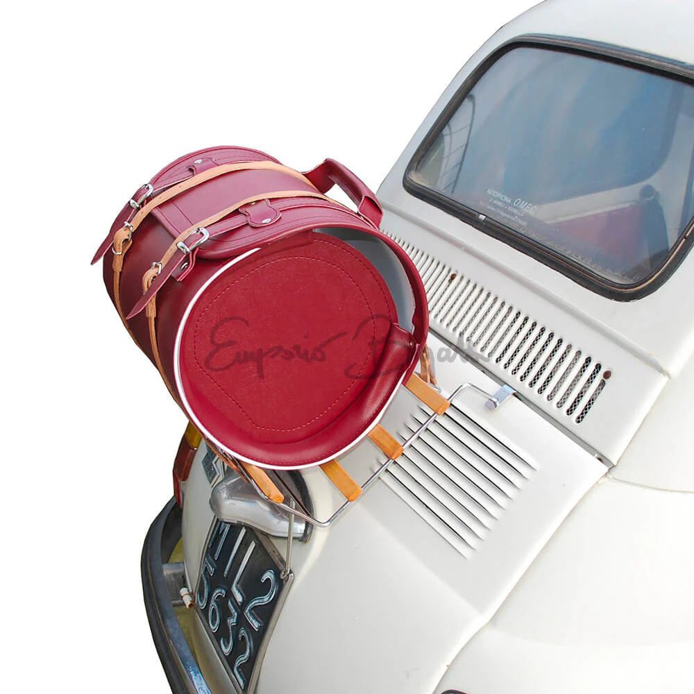 Borsa Valigia cilindrica bordeaux rivestita in scay liscio per portapacchi | Fiat 500 N D F L R | - Image 3