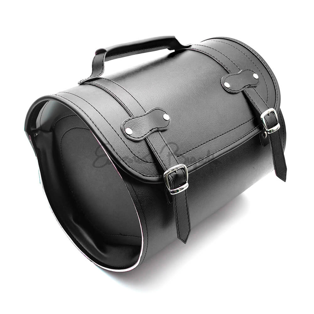 Borsa Valigia cilindrica rivestita in scay Nero liscio per portapacchi | Fiat 500 N D F L R |