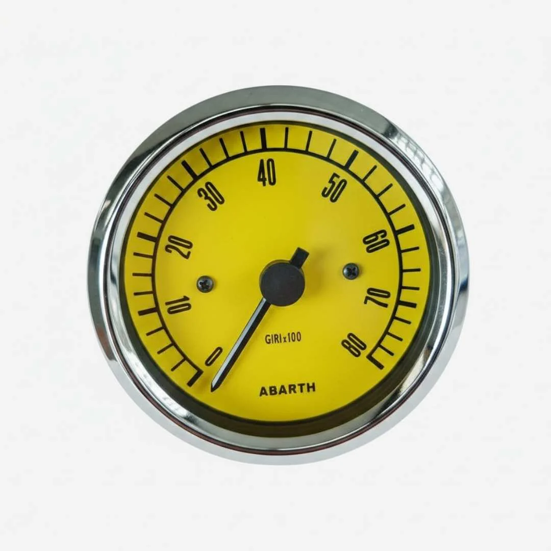 Contagiri Sportivo per 500 Abarth Ø 80mm Fondo Giallo | Alta Qualità
