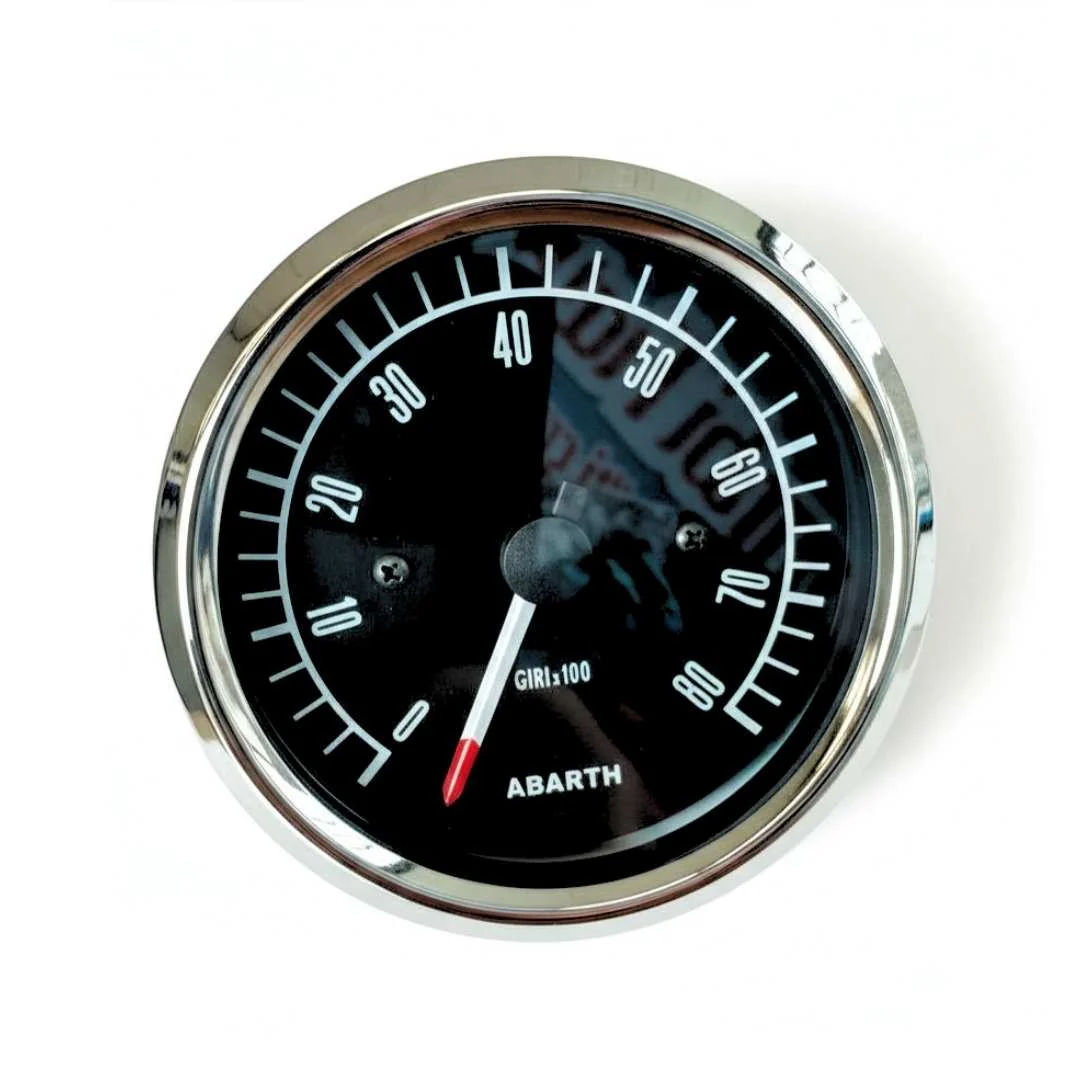 Contagiri Sportivo Abarth Ø 80mm Fondo Nero | Fiat 500 Alta Qualità
