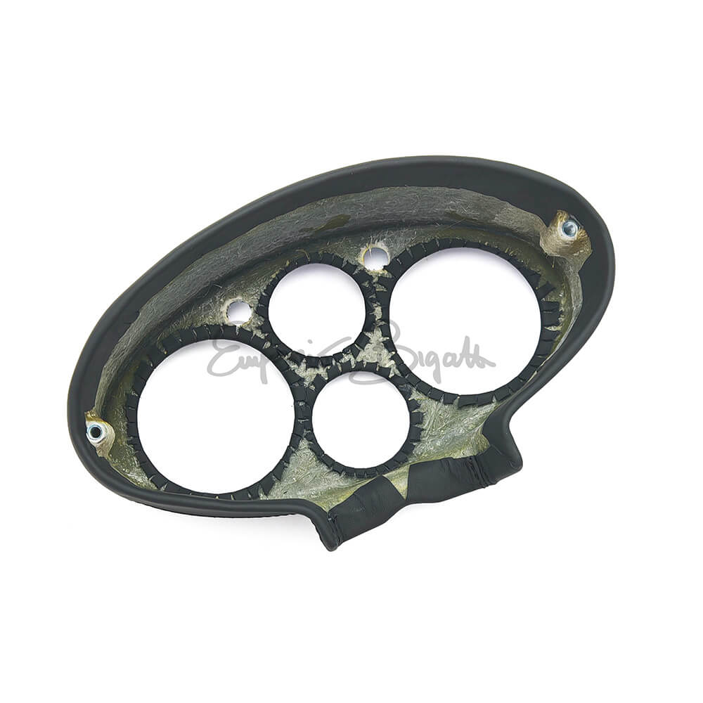 Cruscotto sportivo in vetroresina rivestito in pelle nera Ovale Tipo Giannini senza strumenti | Fiat 500 N D F R Giardiniera | - Image 4