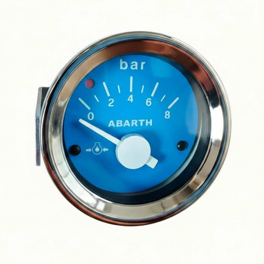 Strumento Manometro Pressione Olio Abarth Fondo Blu 0-8 bar | Fiat 500