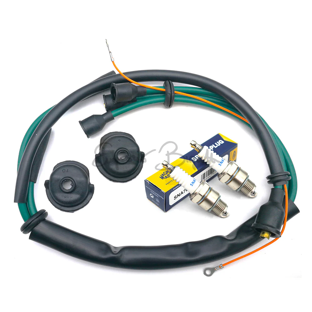 Kit cavi candele bobina sinistra + candele di accensione + gommini | Fiat 500 F prima serie N D |