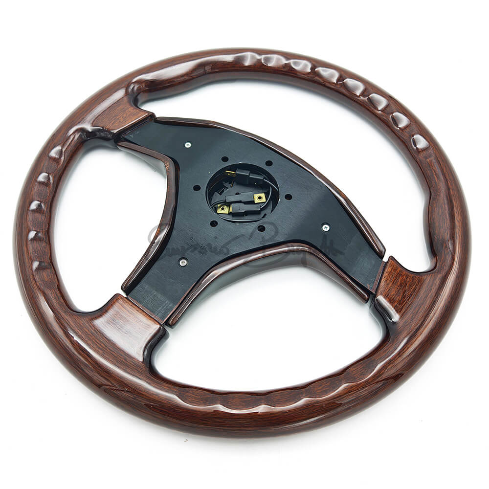 Volante mogano Astro diametro 350mm razze mogano con pulsante clacson