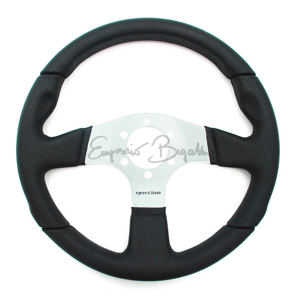Volante sportivo Imola poliuretano nero diametro 330mm con pulsante clacson - Image 4